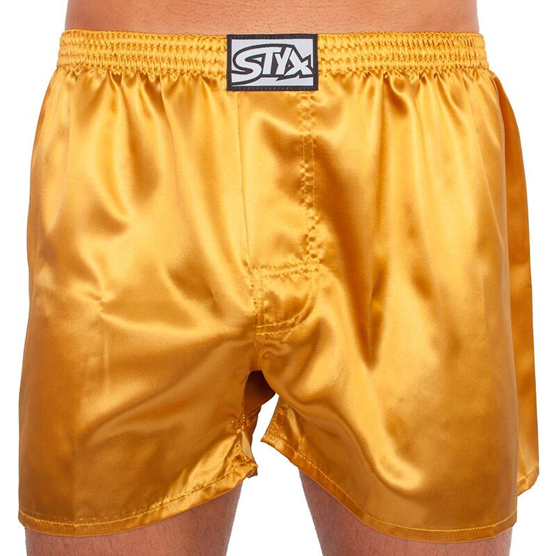 Pánské trenky Styx klasická guma saténové zlaté (C685)