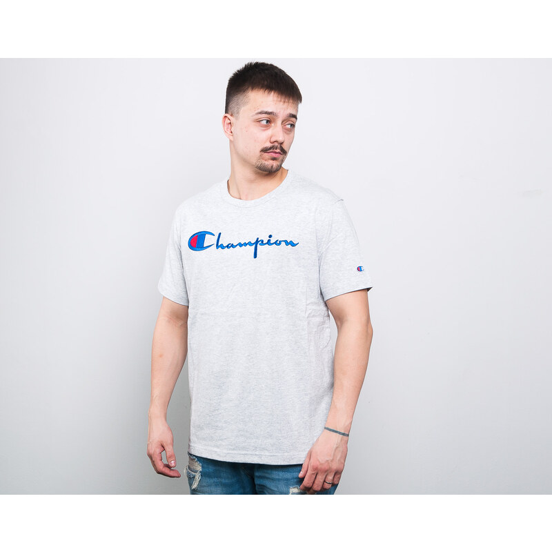 Triko Champion Crewneck T-Shirt Classic Logo Grey 210972-LOXGM