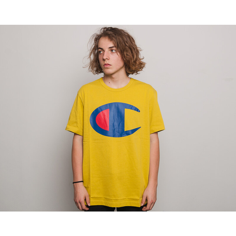 Triko Champion Crewneck T-Shirt Huge Logo Acid Yellow 211984 YS031 WAX