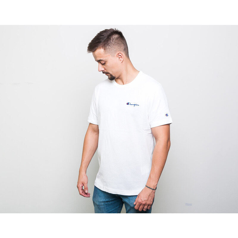 Triko Champion Crewneck T-Shirt Classic Logo Small Text White