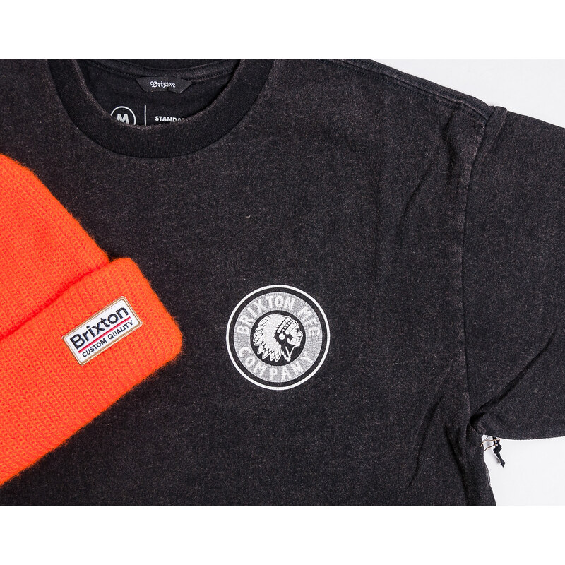 Triko s krátkým rukávem BRIXTON Rival II Black/Grey