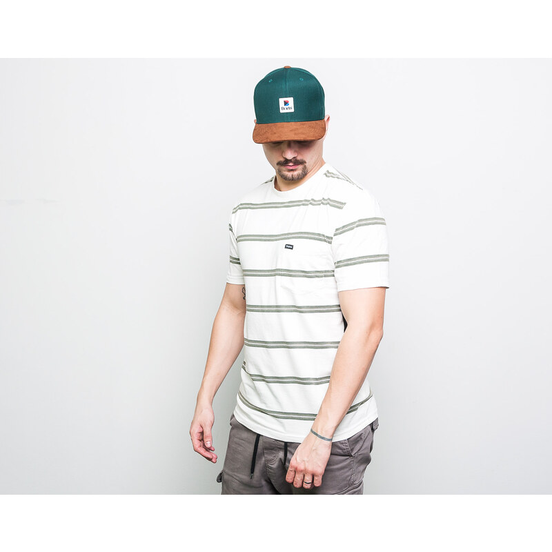 Triko s kapsou BRIXTON Hilt Washed Short Sleeve Pocket Off White/Pine