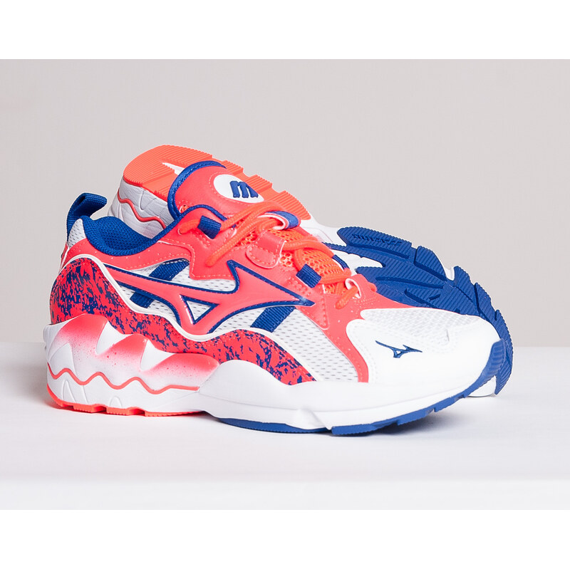 Dámské Boty Mizuno Wave Rider 1 White/Fiery Coral/Mazarine Blue 106640455