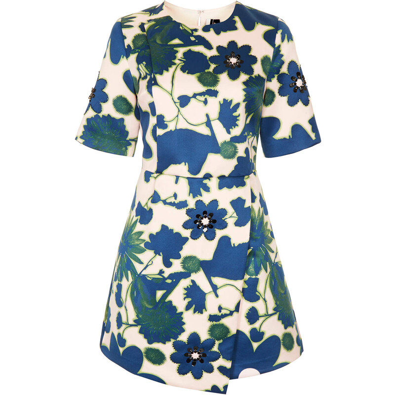 Topshop X-Ray Flower Embellished Shift Dress