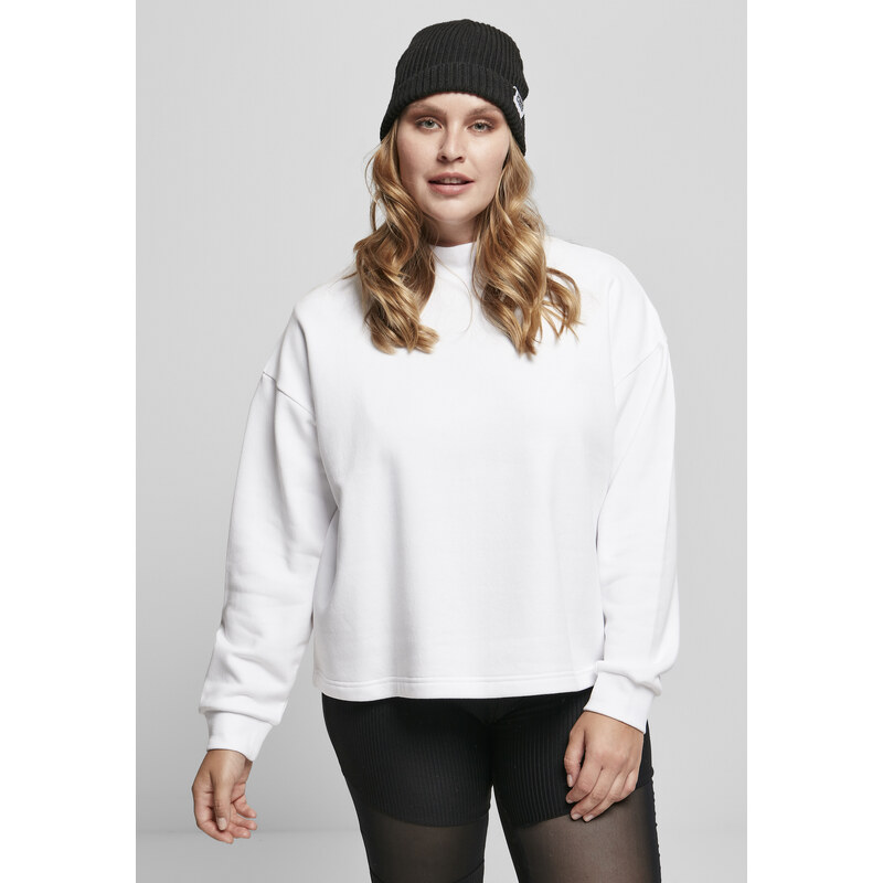 Urban Classics Dámské oversized High Neck Crew bílé
