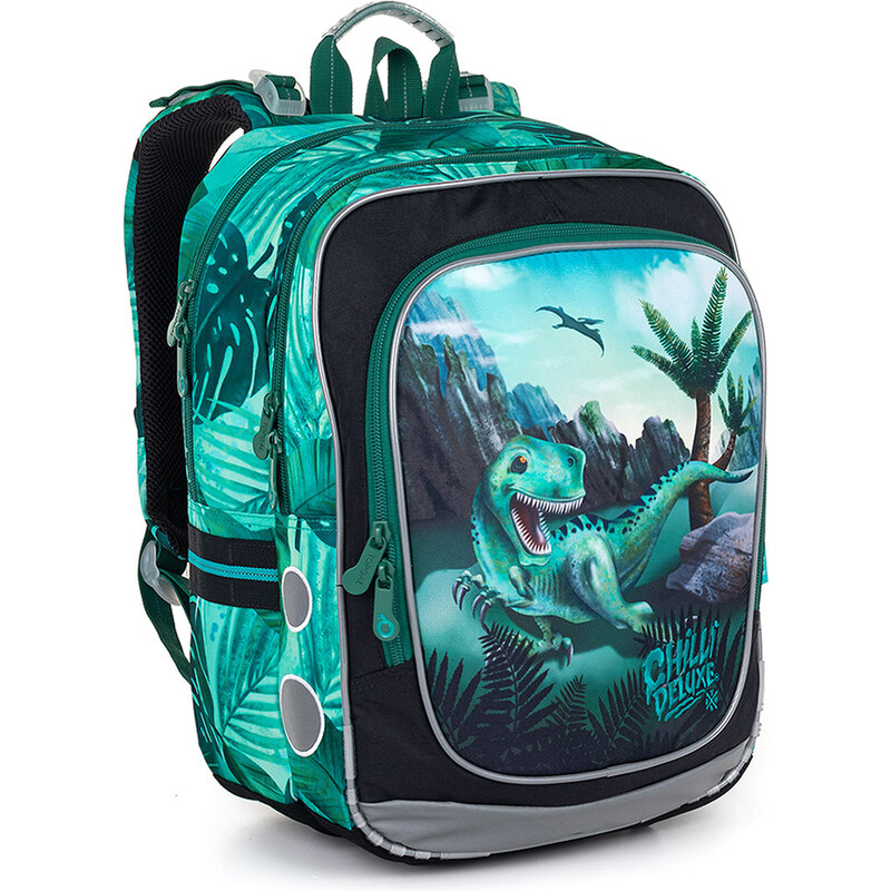 Školní batoh Topgal ENDY s dinosaury, zelená