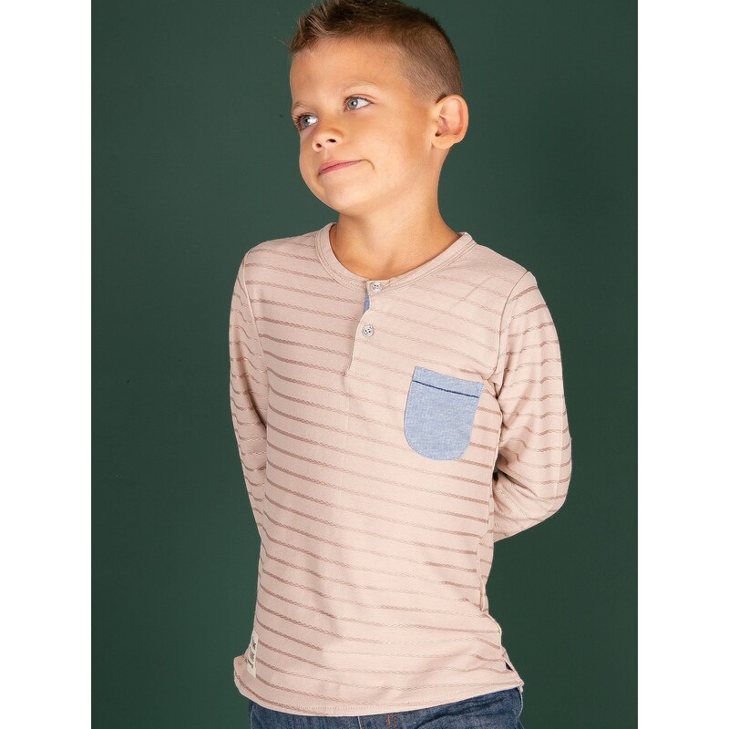 BASIC Chlapecké tričko s kapsičkou -beige Béžová