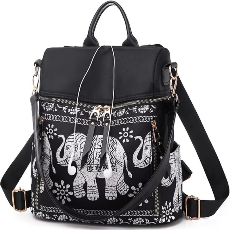 Elegantní kabelka-batoh 2v1 s motivem Slona pro štěstí
