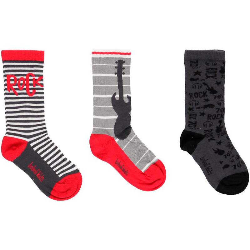 Boboli Chlapecké ponožky Music Rock červené (3 páry)