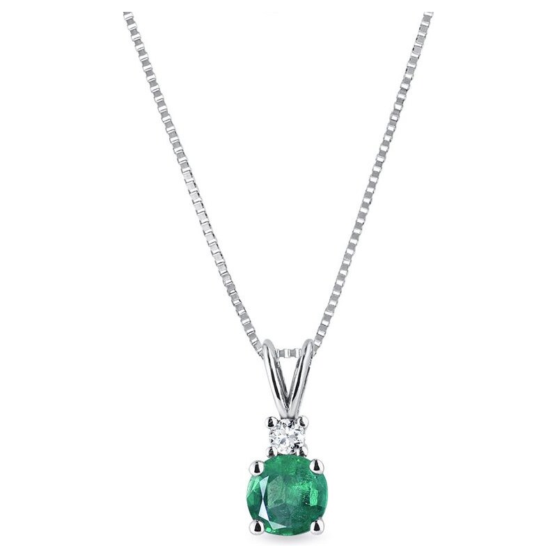 Zlatý náhrdelník se smaragdem a diamantem KLENOTA K0459012