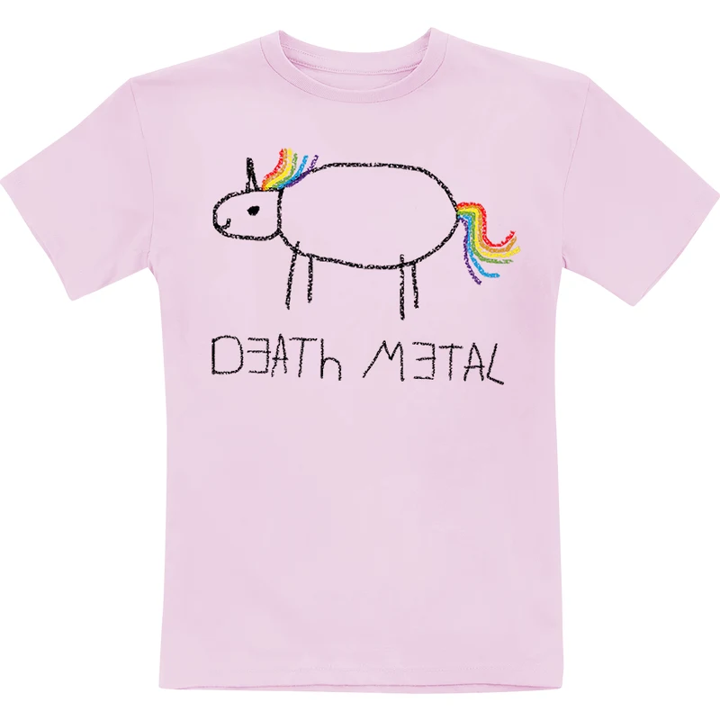Death Metal Unicorn - Tričko - světle růžová - GLAMI.cz