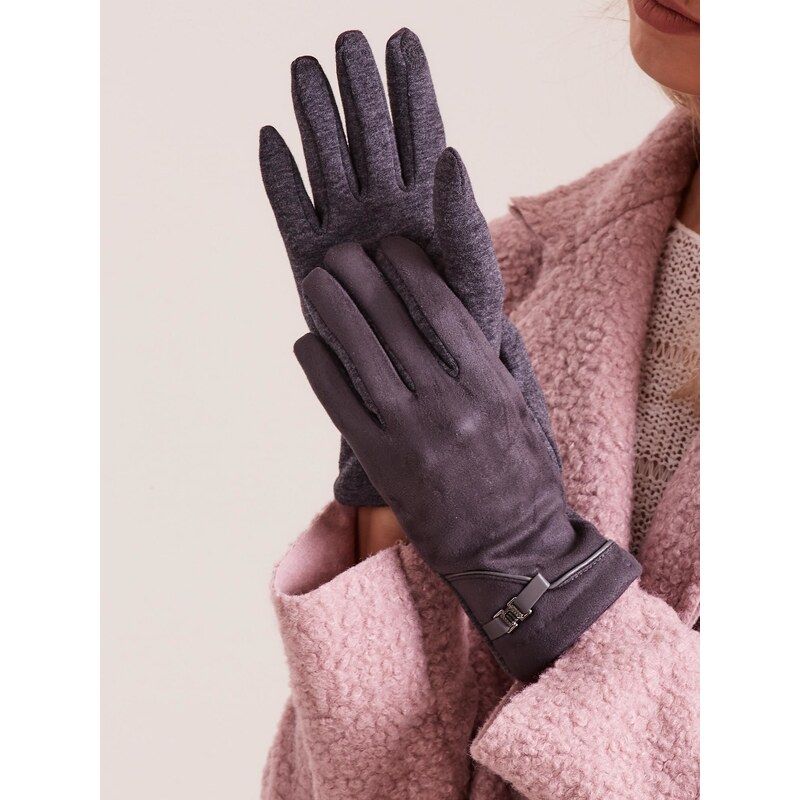 Fashionhunters Dámské elegantní rukavice tmavě šedé barvy