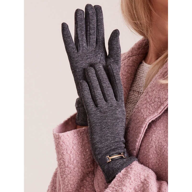 Fashionhunters Klasické tmavě šedé dámské rukavice