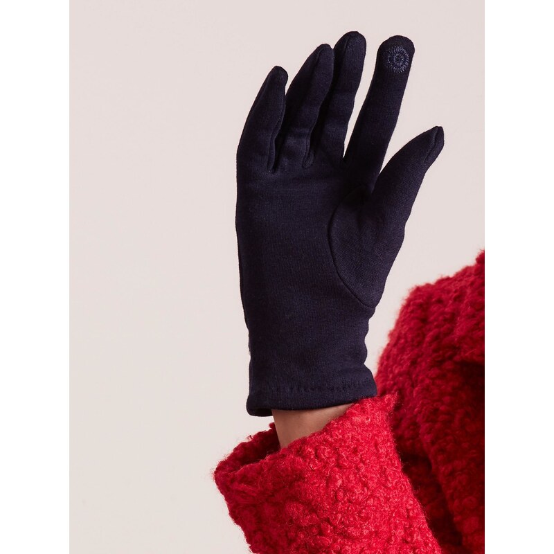 Fashionhunters Dámské tmavě modré rukavice s přezkou