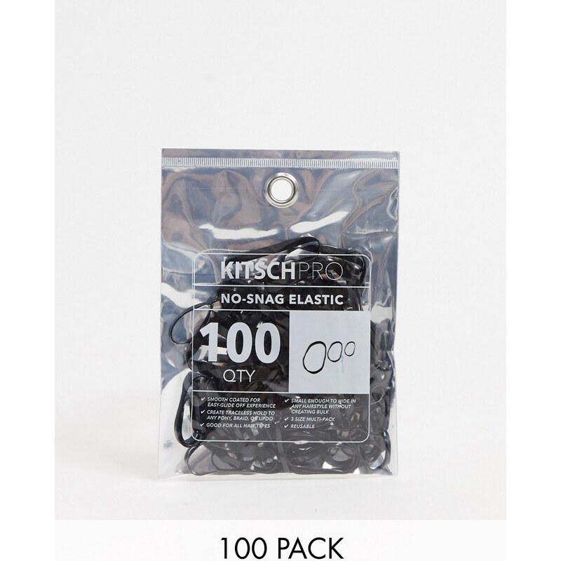 Kitsch Black No Snag Elastic 100 Pack-No colour 83173985