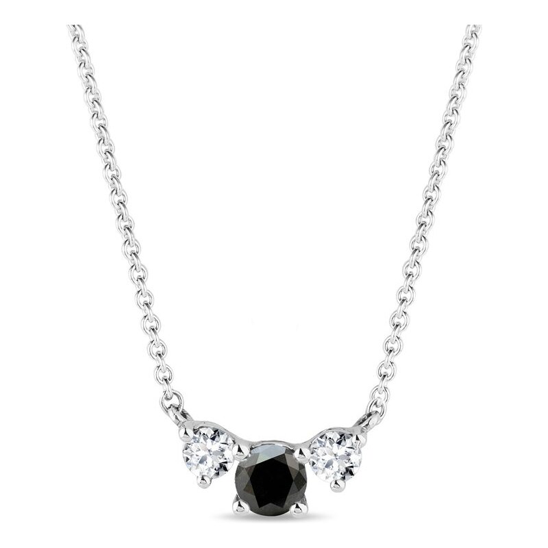 Diamantový náhrdelník v bílém zlatě s černým diamantem KLENOTA K0209062