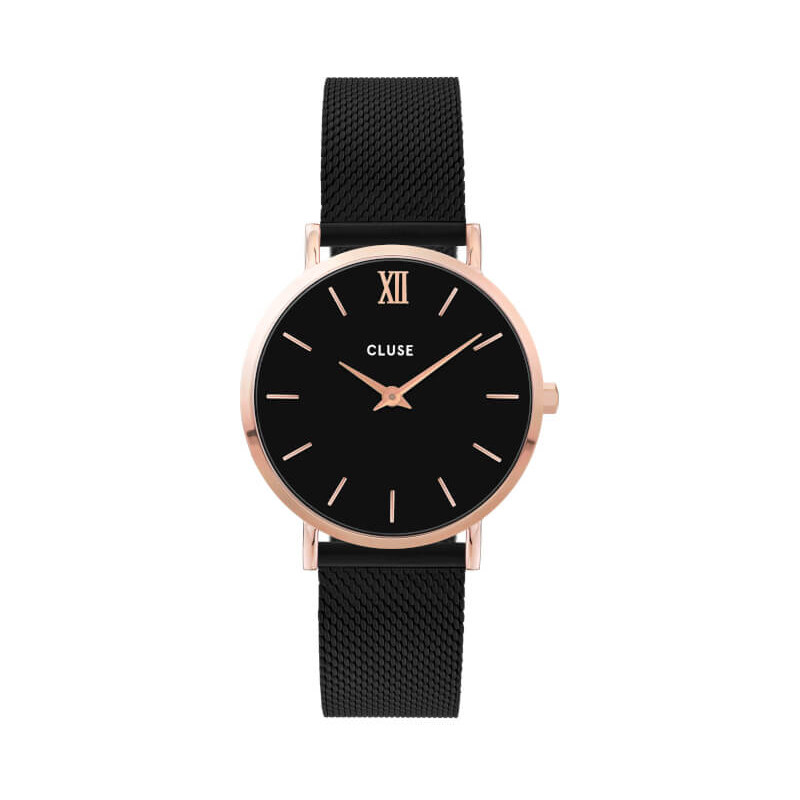 Hodinky Cluse Minuit Mesh Black, Rose Gold Colour