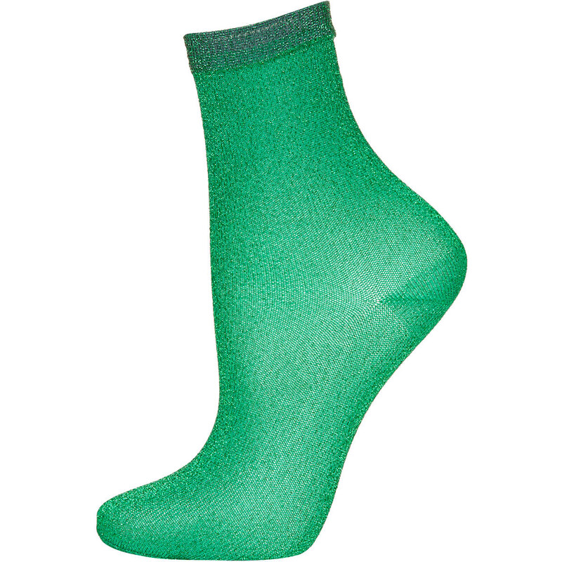 Topshop Emerald Fine Glitter Ankle Socks