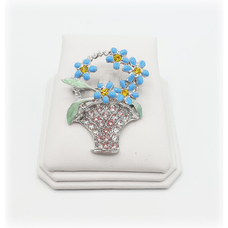 SkloBižuterie-J Brož Květinový košík Swarovski Crystal