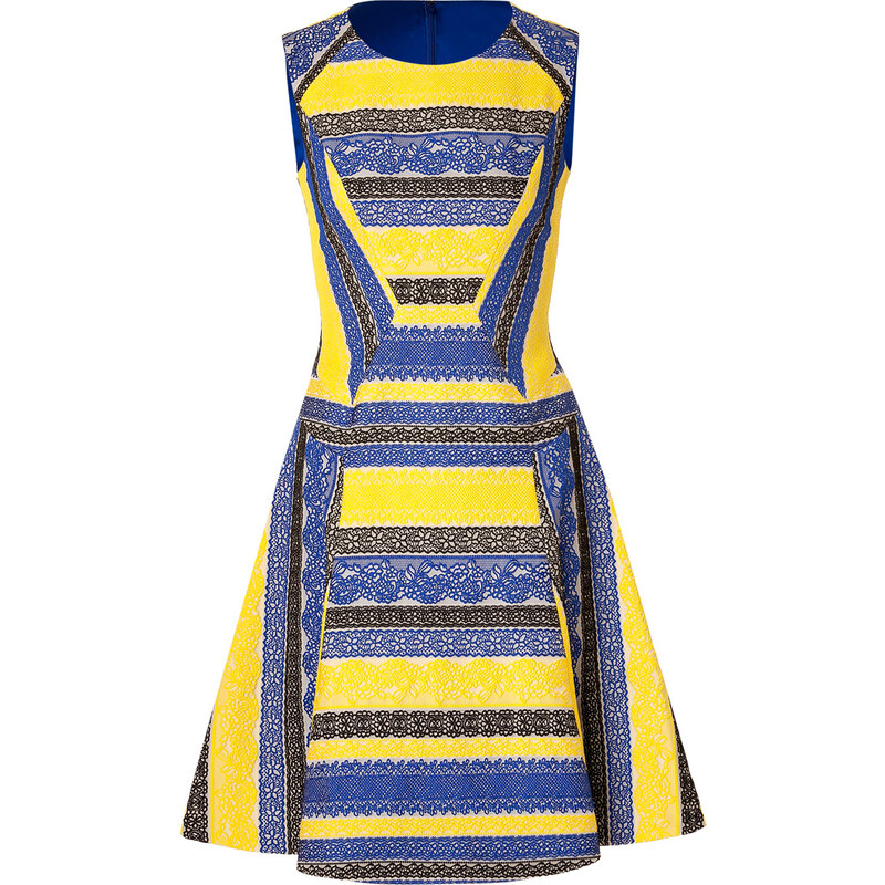 Prabal Gurung Embroidered Lace Colorblock Dress