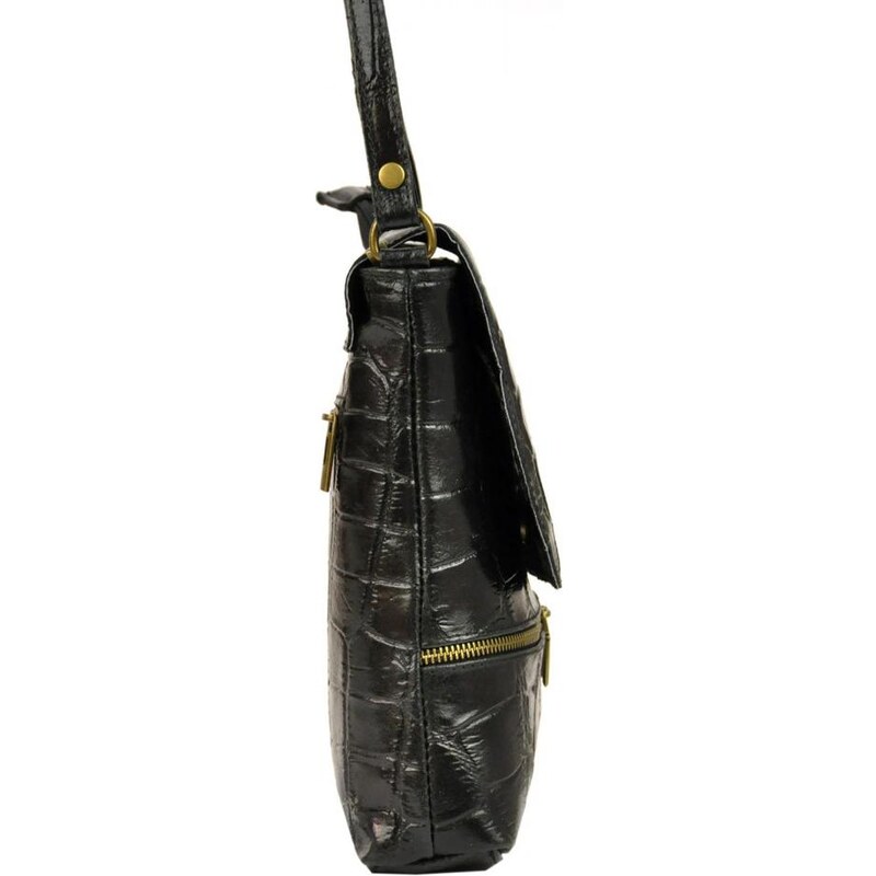 ELOAS Kožená dámská crossbody kabelka v kroko designu žlutá