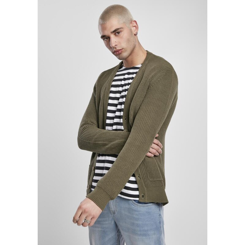 UC Men Boxy Cardigan olivový