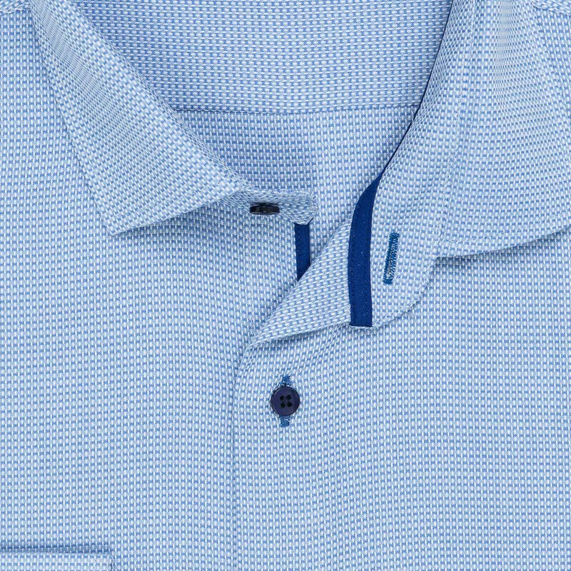 Pánská košile Lui Bentini, světle modrá s lesklými čtverečky LD211, dlouhý rukáv, regular fit