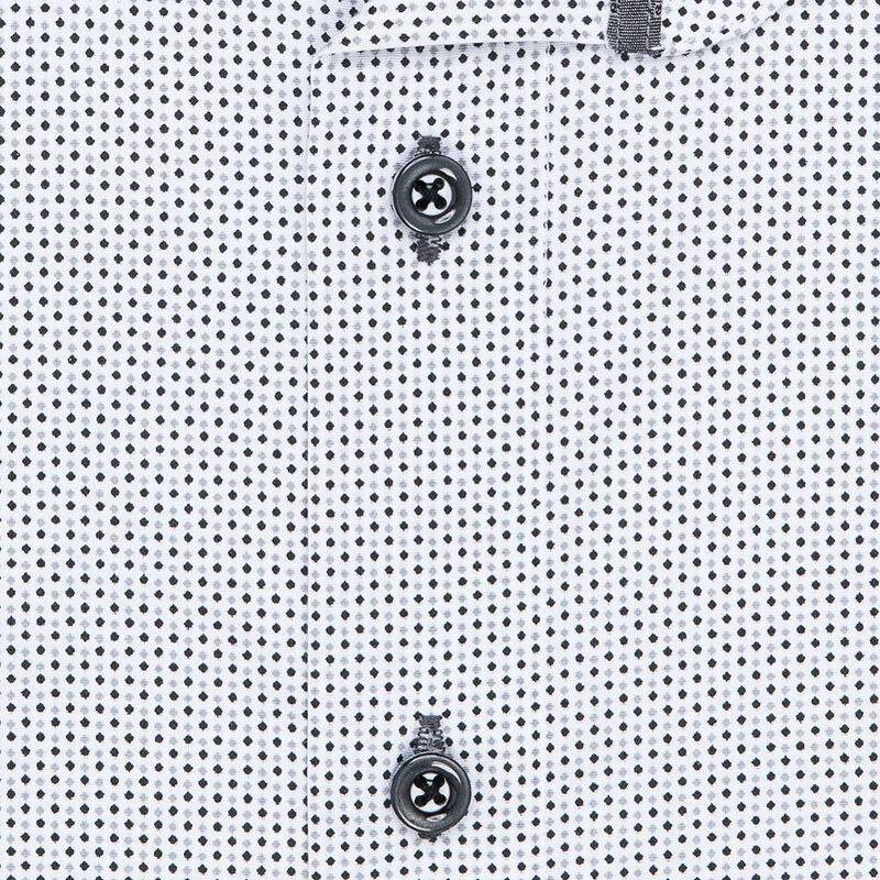 Pánská košile Lui Bentini, bílá s černými puntíky LDS212, dlouhý rukáv, slim fit