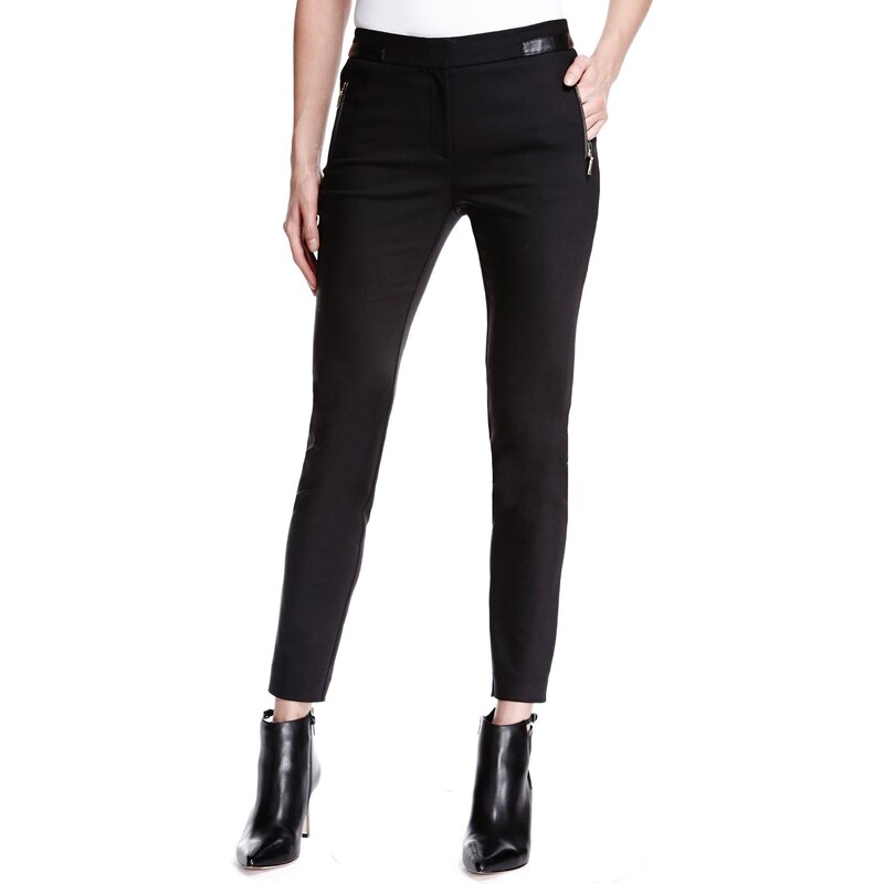 Marks and Spencer Autograph Faux Leather Trim Trousers