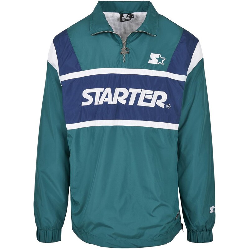 Starter Black Label Starter Half Zip Retro Jacket retro zelená/modrá noční/bílá
