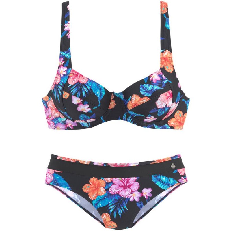 LASCANA Bikiny modrá / oranžová / růžová / černá