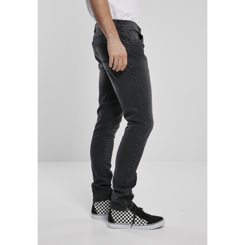 UC Men Slim Fit Zip Jeans pravé černé seprané