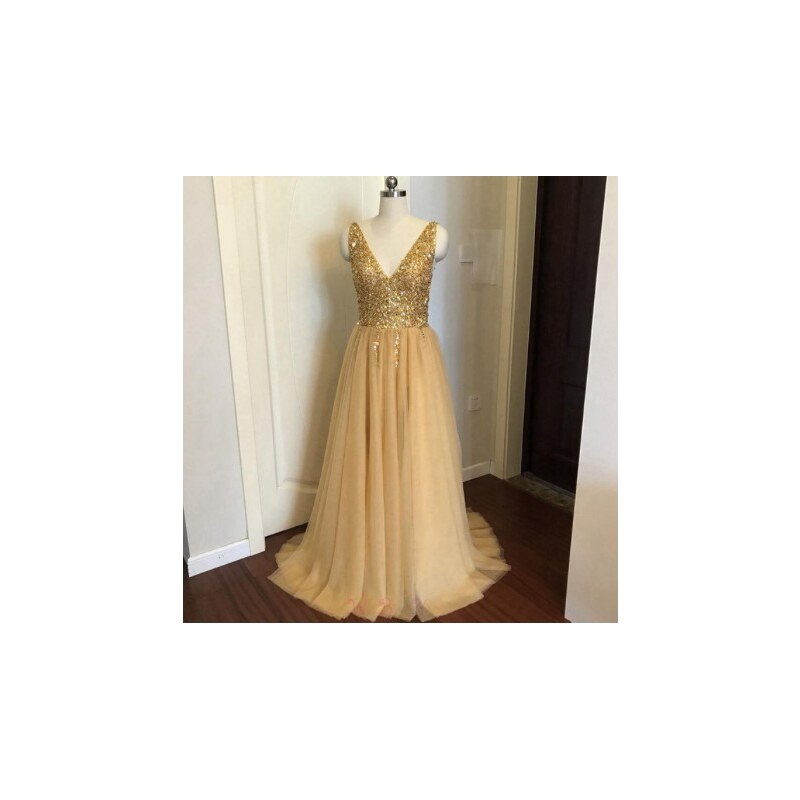 zlaté plesové šaty s tylovou sukní Alicia