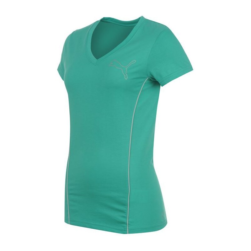 Triko Puma Essentials V Neck T Shirt dámské Green 6 (XXS)