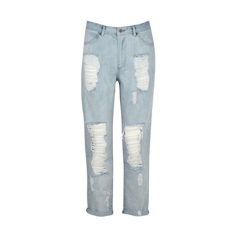 Uncut Distressed Wopánské Boyfriend Jeans Blue 26 L30