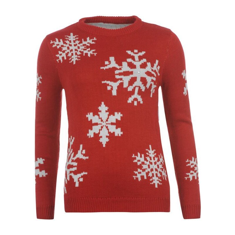 Star Xmas Fair Isle Knitted Sweatshirt dámské Red/Cream Flake 8 (XS)