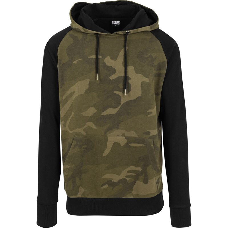 Urban Classics Mikina khaki / olivová / tmavě zelená / černá