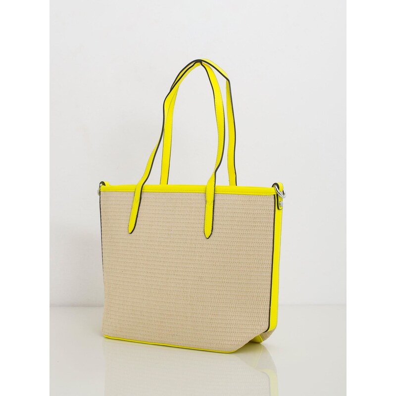 BASIC Béžová kabelka se žlutým lemováním -yellow