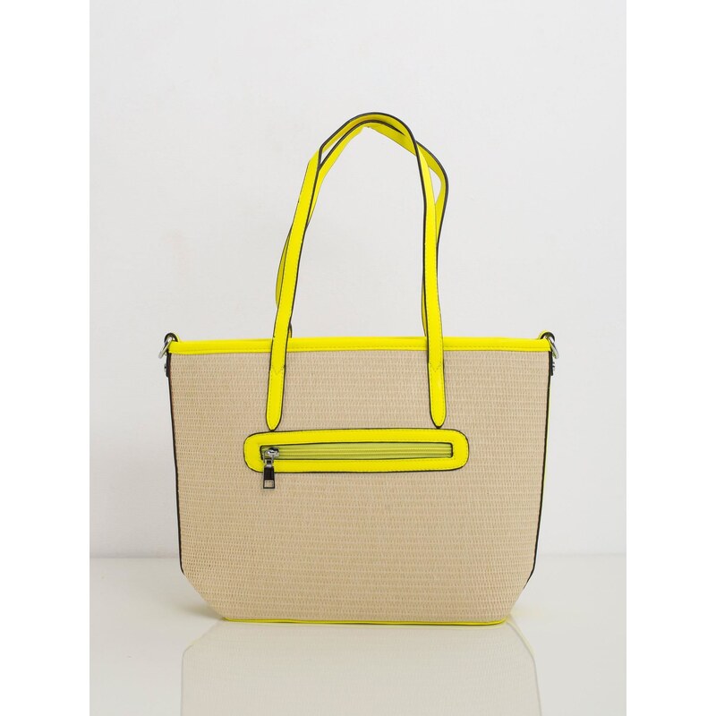 BASIC Béžová kabelka se žlutým lemováním -yellow