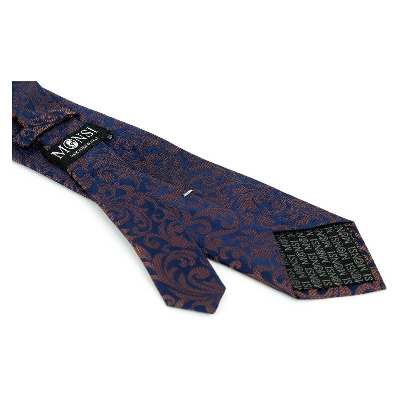 Pánská hedvábná kravata MONSI Noble - hnědá/modrá