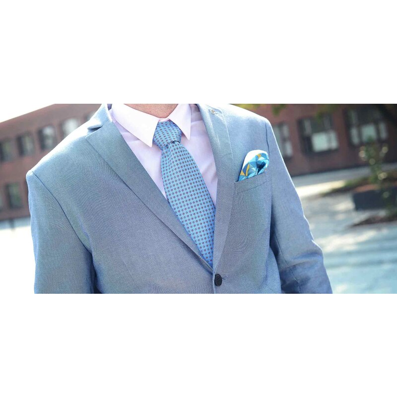 Pánská hedvábná kravata MONSI Floral - modrá