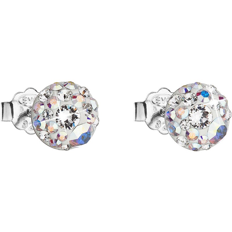 Stříbrné náušnice pecka s krystaly Swarovski ab efekt kulaté 31136.2 74171289