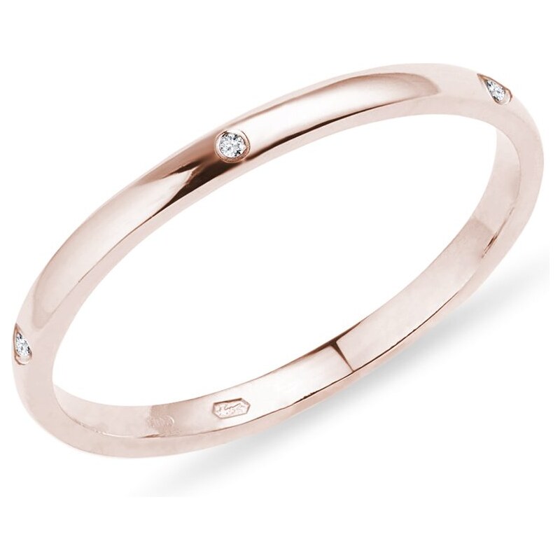 Prsten z růžového zlata s pěti diamanty KLENOTA X0897154L15