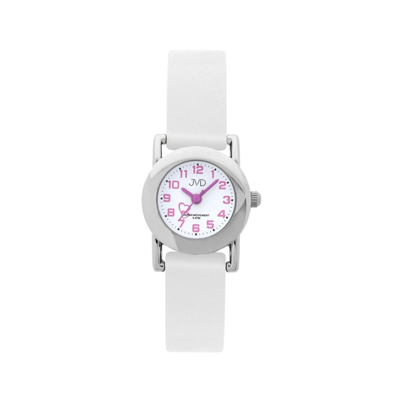 Dětské bílé náramkové hodinky JVD basic J7025.4 se srdíčkem 17663519