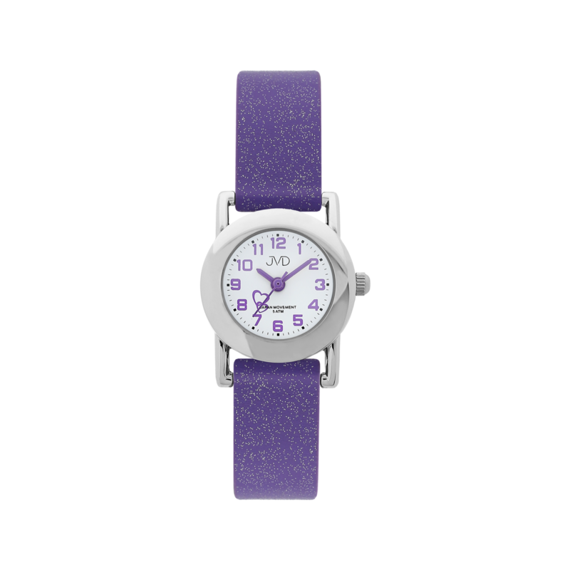 Dětské fialkové náramkové hodinky JVD basic J7025.5 se srdíčkem