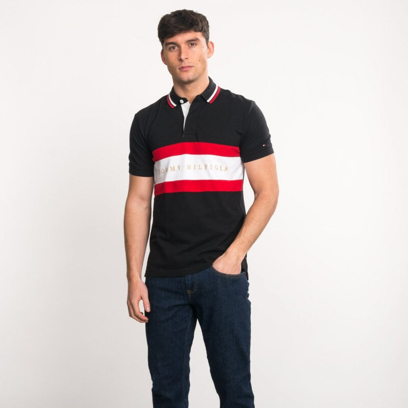 Tommy Hilfiger pánské černé polo tričko Iconic