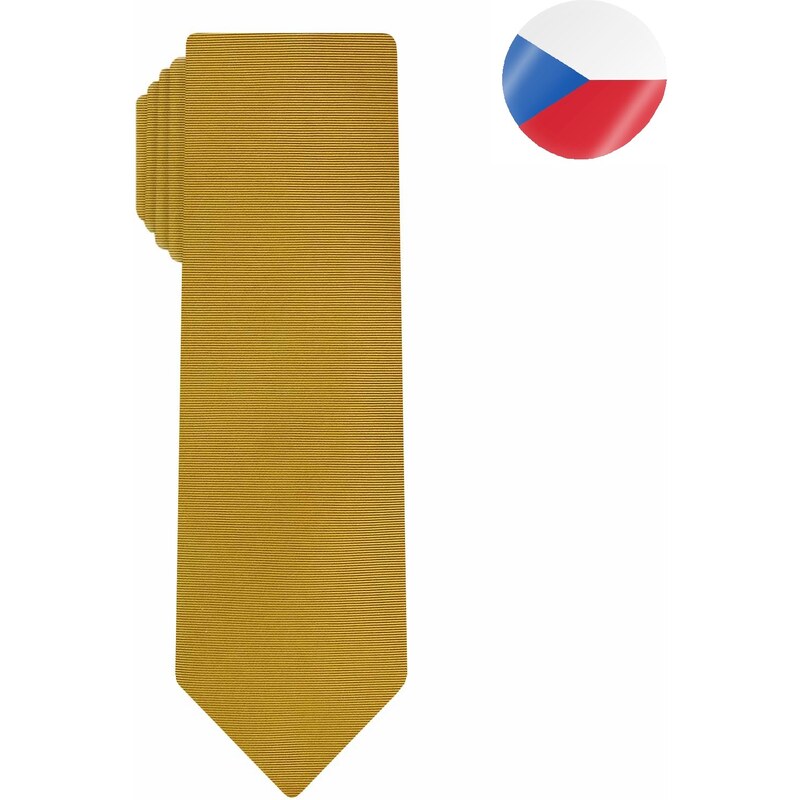 Pánská hedvábná kravata MONSI Line Slim - žlutá