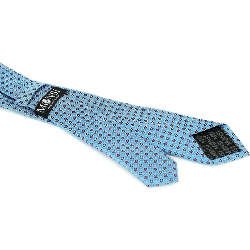 Pánská hedvábná kravata MONSI Floral Slim - modrá