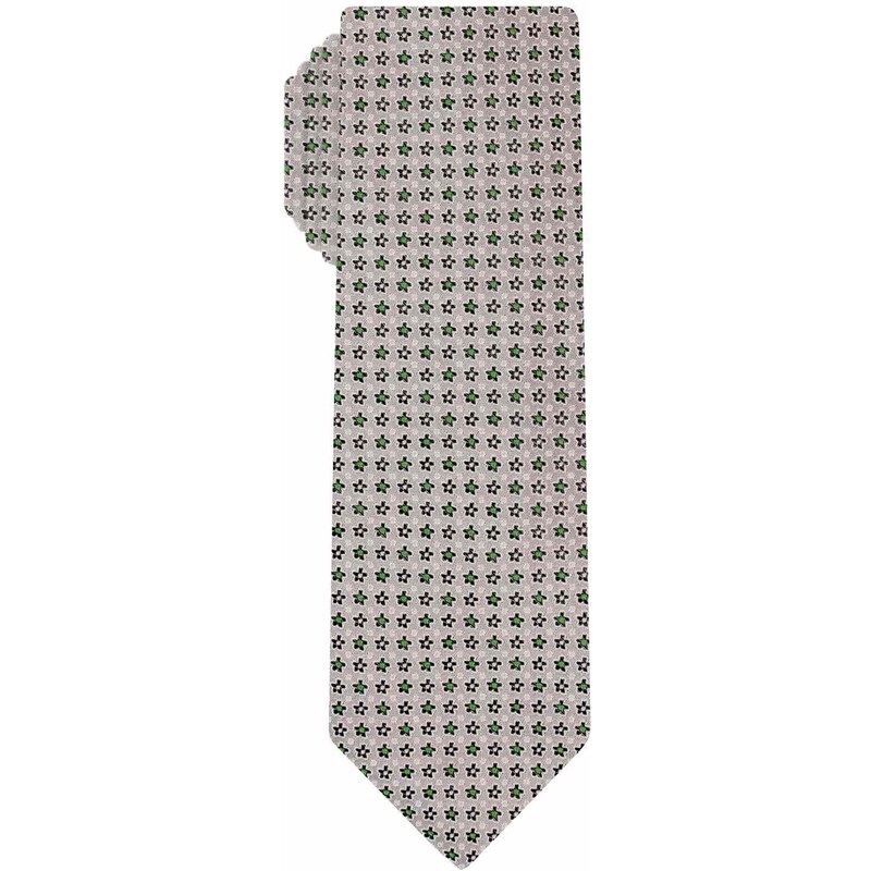 Pánská hedvábná kravata MONSI Floral Slim - šedá