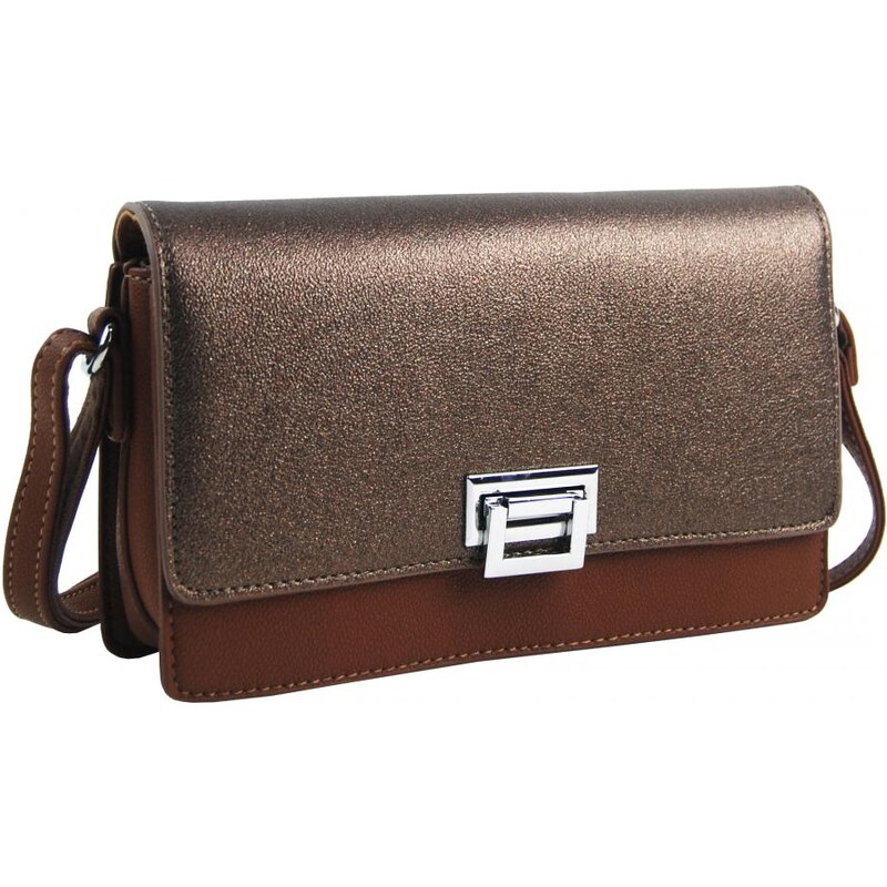 BELLA BELLY Hnědá podélná crossbody dámská kabelka se třemi